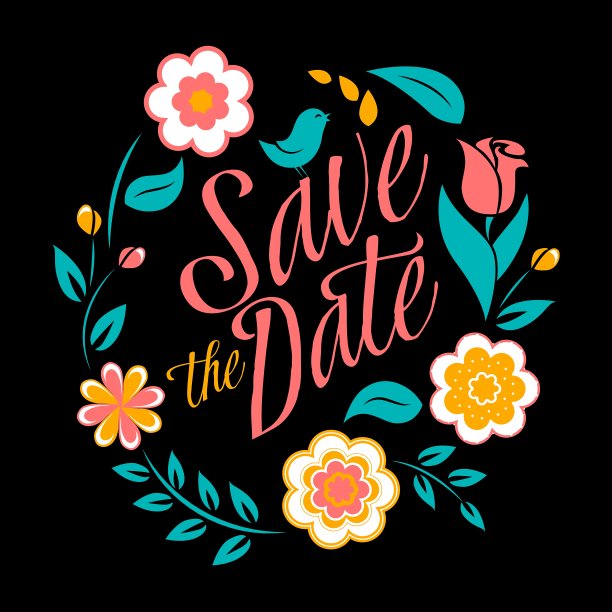 鲜花婚礼请柬保存日期图片下载