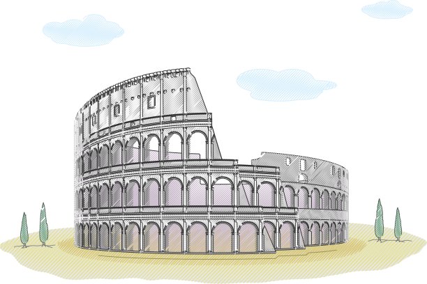 罗马斗兽场-素描图片下载