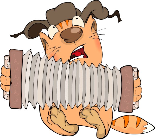 猫和手风琴的卡通图片下载