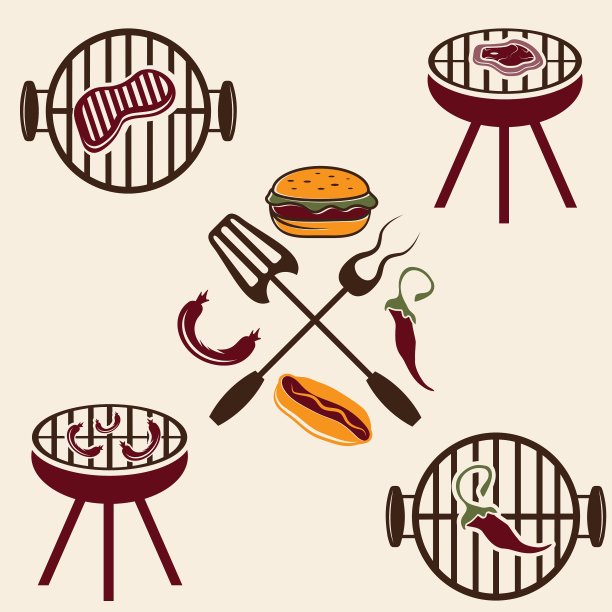 BBQ标签设置和设计元素图片下载