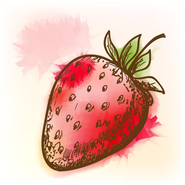 草莓水彩画图片下载