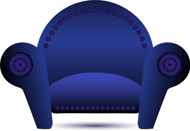 经典的蓝色扶手椅图标图片下载