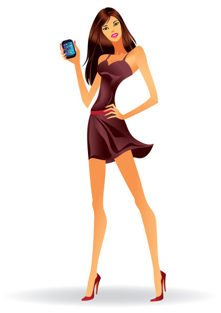 时尚模特展示新款智能手机图片下载