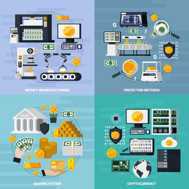 金钱制造概念图标集图片下载