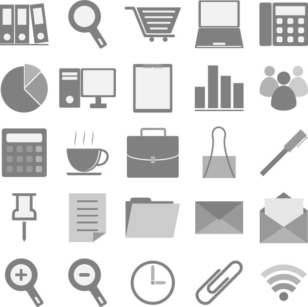 白色背景的办公室图标图片下载