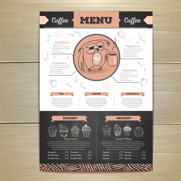 复古粉笔画咖啡菜单设计图片下载