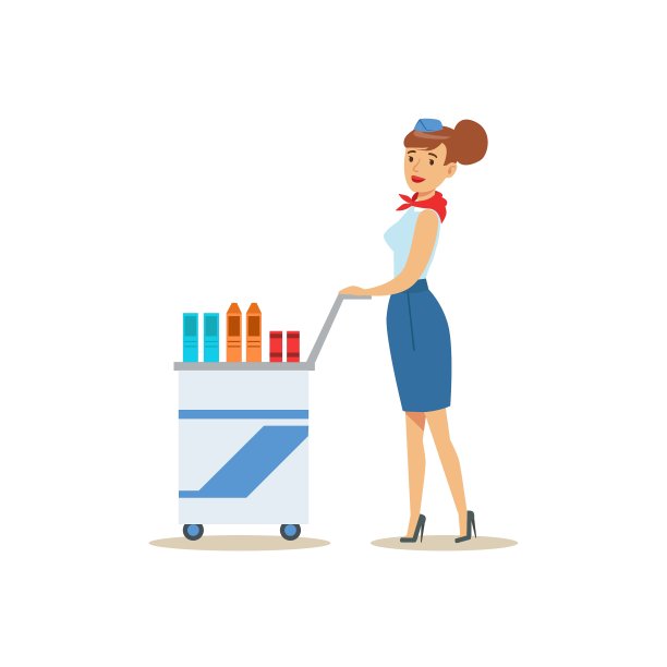 带餐车的空姐在机场的一部分图片下载