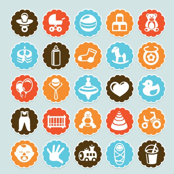 一套贴纸和孩子和玩具图片下载