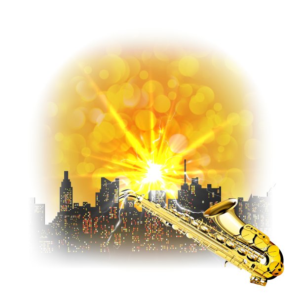 城市景观与萨克斯管一道亮丽闪光图片下载