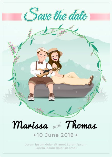 以自然和绿色为主题的婚礼卡片图片下载