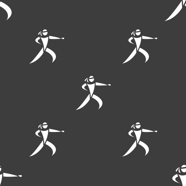 空手道踢图标标志无缝模式上的灰色图片下载