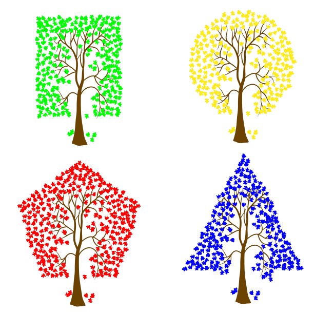 不同几何形状的树集图片下载