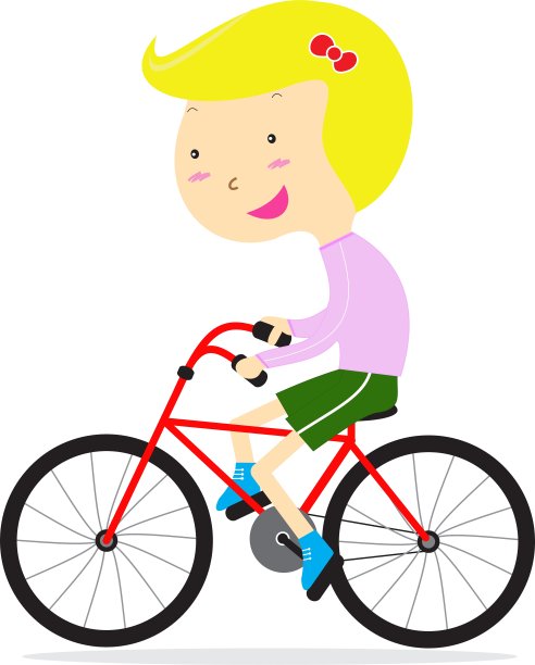 可爱快乐的小女孩骑着自行车图片下载