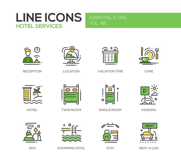 酒店服务-平面设计系列图标集图片下载