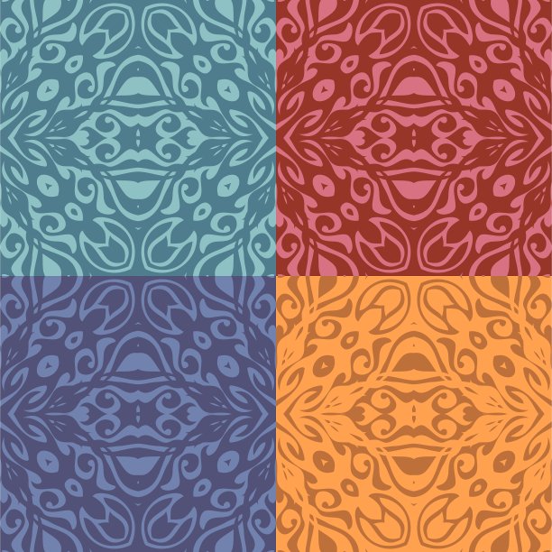 套彩色图案无缝瓷砖图片下载