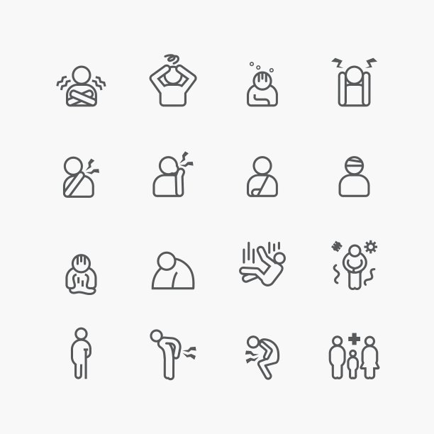 疾病症状受伤轮廓扁平图标图片下载