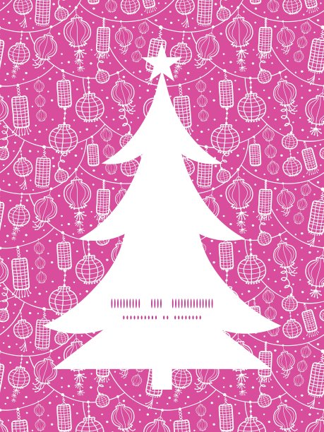 节日灯笼线艺术圣诞树图片下载