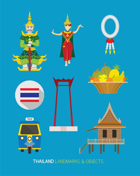 泰国传统和文化对象设置图片下载