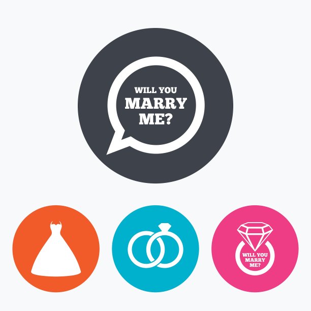 婚纱图标新娘和新郎戒指的象征图片下载