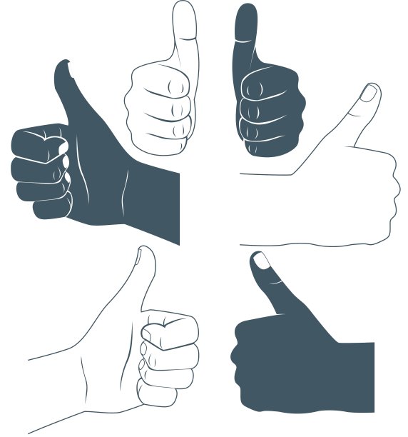竖大拇指手绘图标平面风格图片下载