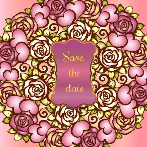 复古的情人节或婚礼请帖图片下载