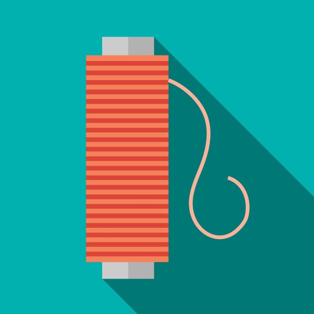 红色线轴图标扁形样式图片下载