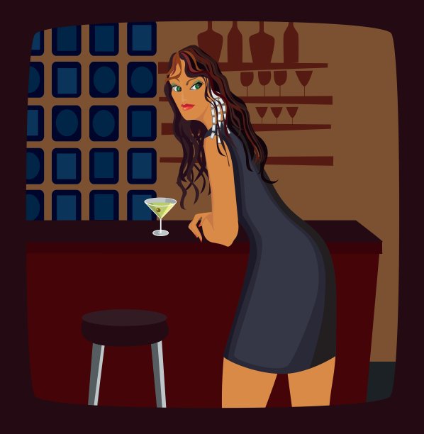 女孩在酒吧图片下载