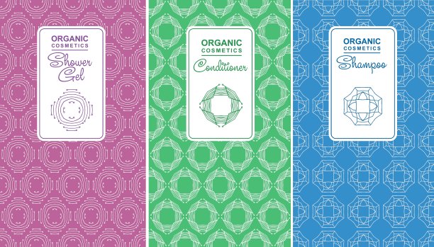 有机化妆品无缝标识和标签图片下载