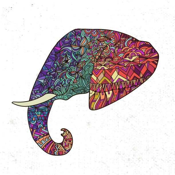 手绘大象装饰图片下载