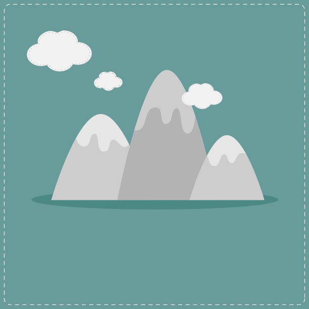 山与云模板平面设计风格图片下载