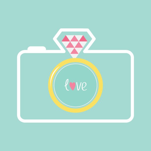 蓝色相机与金婚戒镜头图片下载