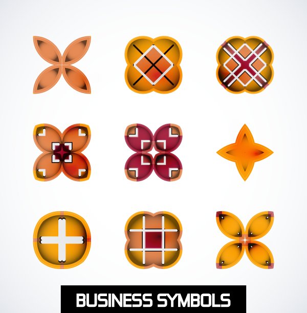 彩色几何商业符号图标集图片下载