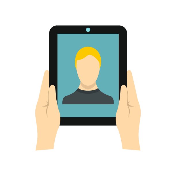 一个男人在平板电脑图标屏幕上的照片图片下载