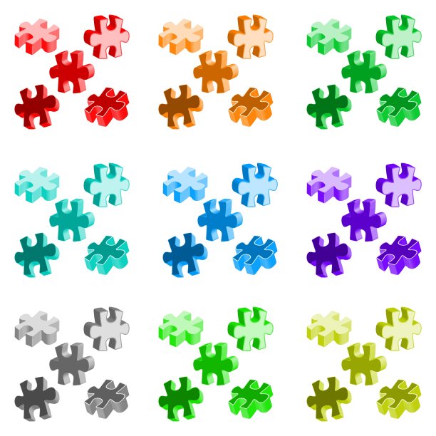 由四个彩色拼图块组成图片下载