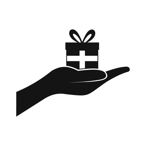 小礼盒中的一个手图标图片下载
