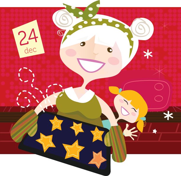 带圣诞饼干的祖母图片下载