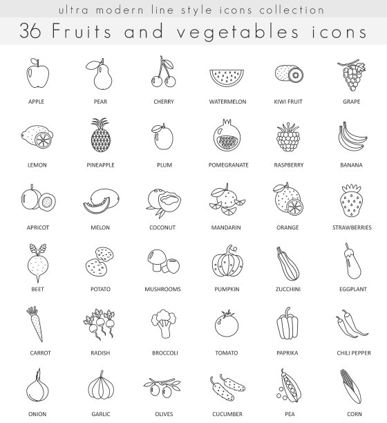 水果和蔬菜超现代的轮廓图片下载