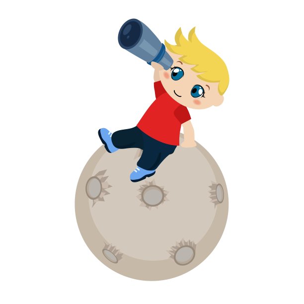 可爱的男孩通过望远镜看图片下载