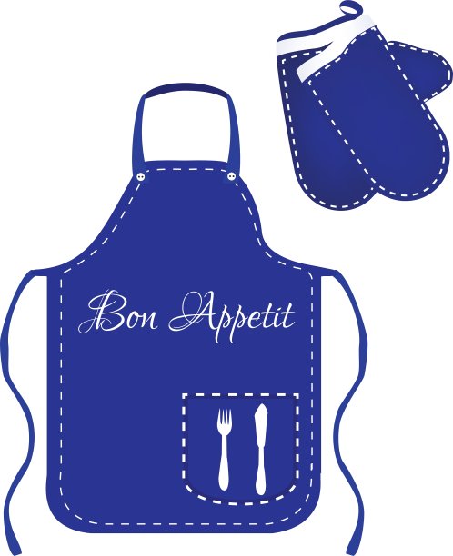 蓝色围裙和手套图片下载