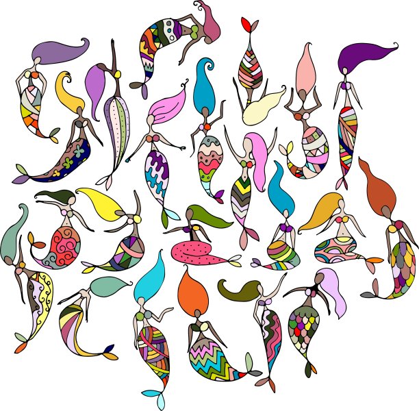 美人鱼系列草图为您的设计图片下载