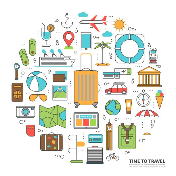 旅游概念在细线风格图片下载