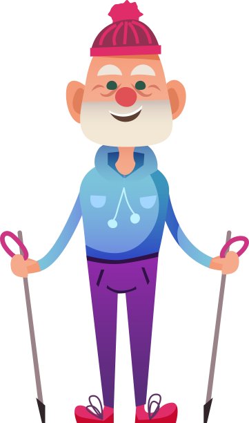 拄着拐杖的卡通老人图片下载