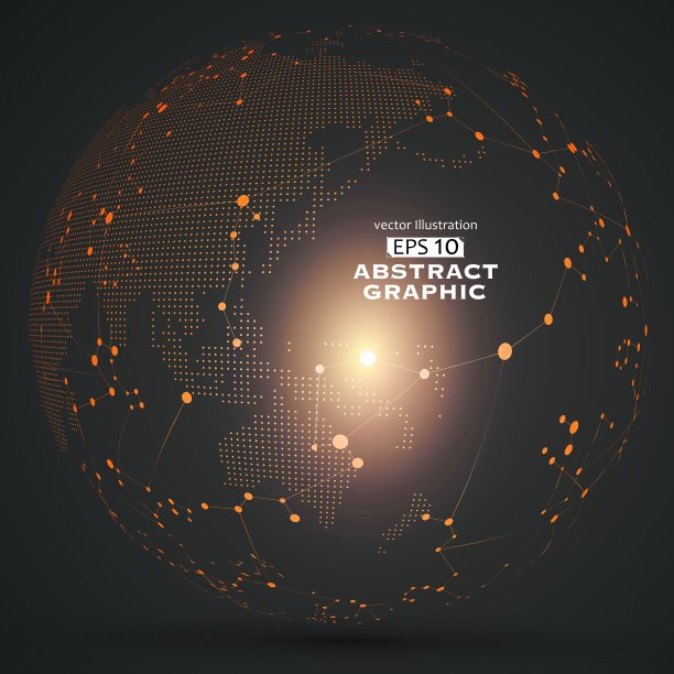 点和曲线构成了球体线框图片下载