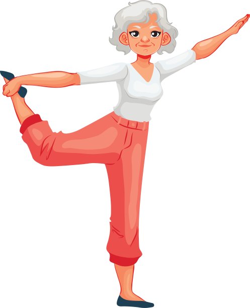 美丽的老年妇女在各种瑜伽姿势图片下载