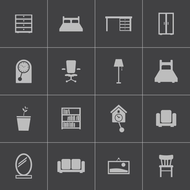 黑色家具图标合集图片下载