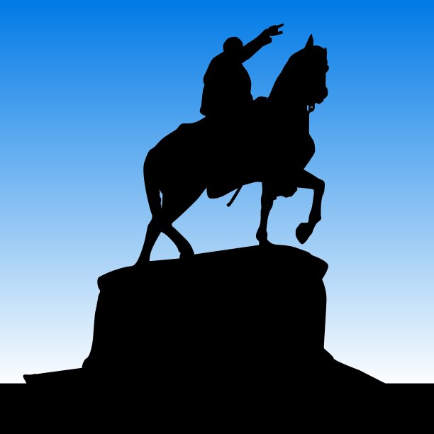 Knez Mihailo纪念碑的黑色剪影图片下载