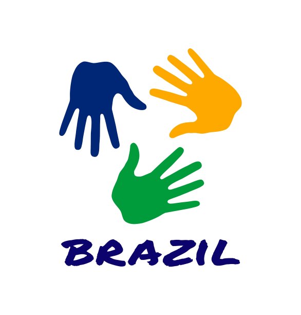 彩色手印图标使用巴西国旗的颜色图片下载