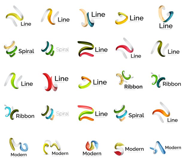 一组抽象的丝带标志图标图片下载
