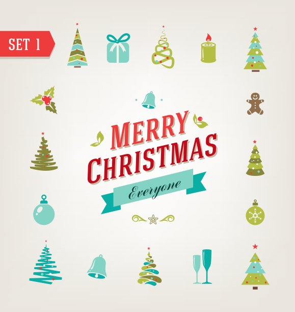 圣诞复古图标标志元素图片下载