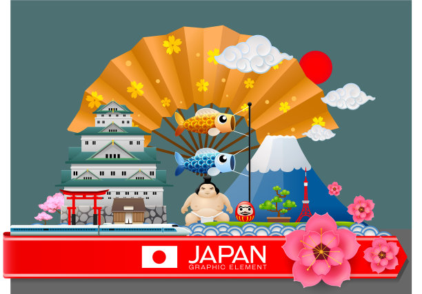 日本信息图表旅游地点和地标图片下载